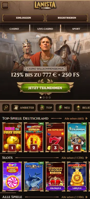 Lanista Mobile-Web mit Sport-Wettzettel